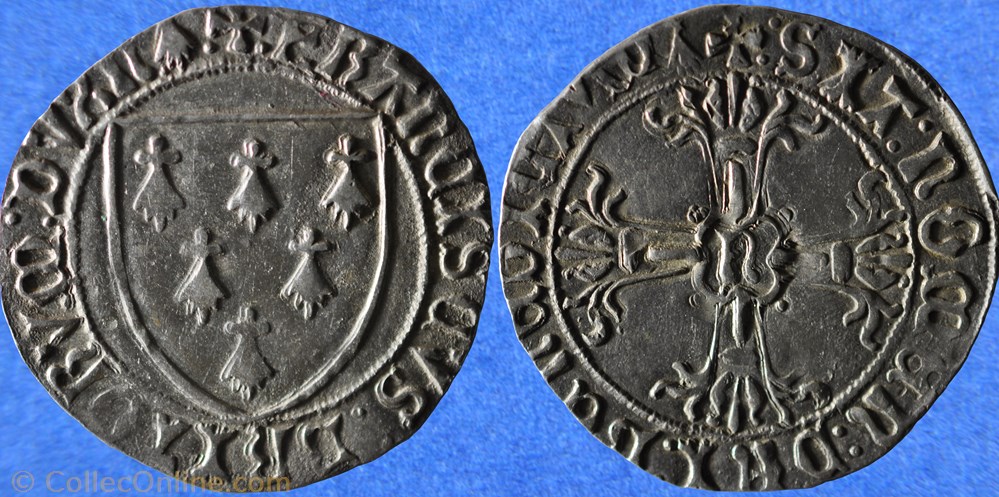 Gros à l'écu de Bretagne n°B120 monnaie france feodale gros a ecu de bretagne n b120