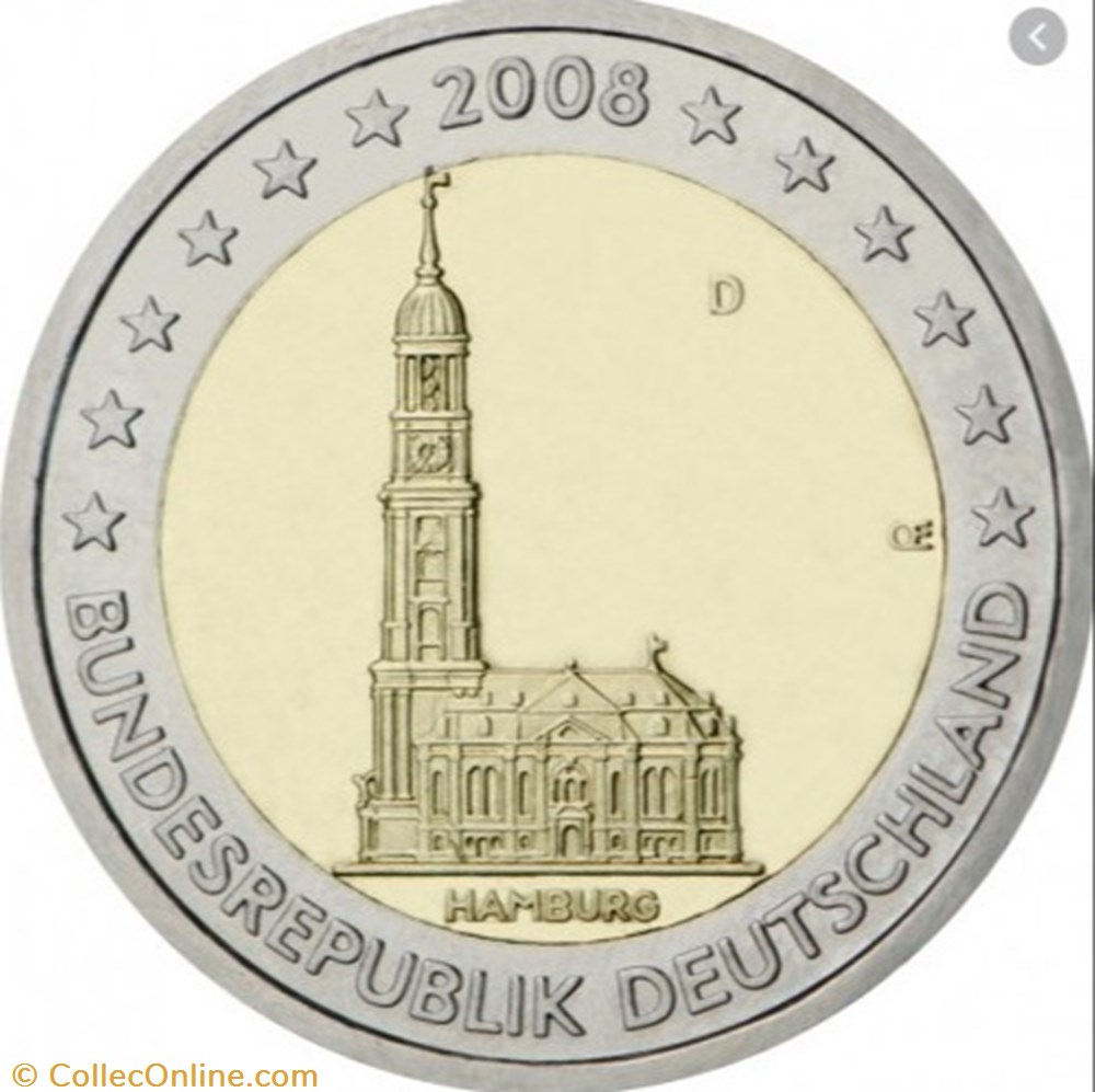 2 Euros Allemagne 2008-Hambourg monnaie 2 euros allemagne 2008 hambourg