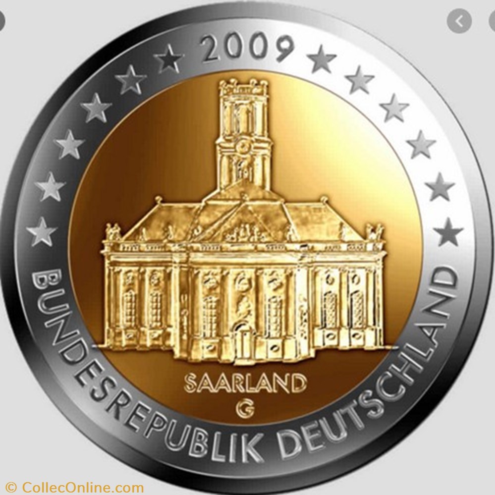 2 Euros Sarre 2009-église du Prince Louis de Nassau monnaie 2 euros sarre 2009 eglise du prince louis de nassau