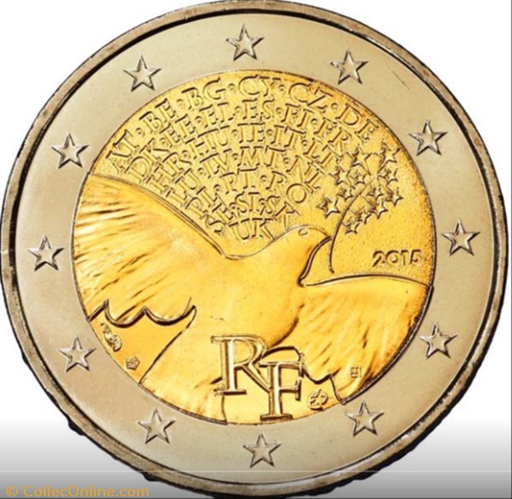 2 Euros France 2015 la paix en Europe monnaie 2 euros france 2015 la paix en europe