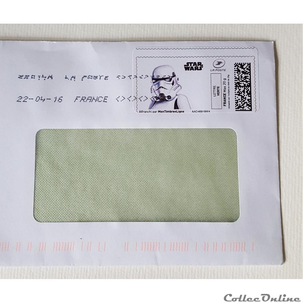 timbre theme cinema 2016 lettre avec vignette affranchissement star wars