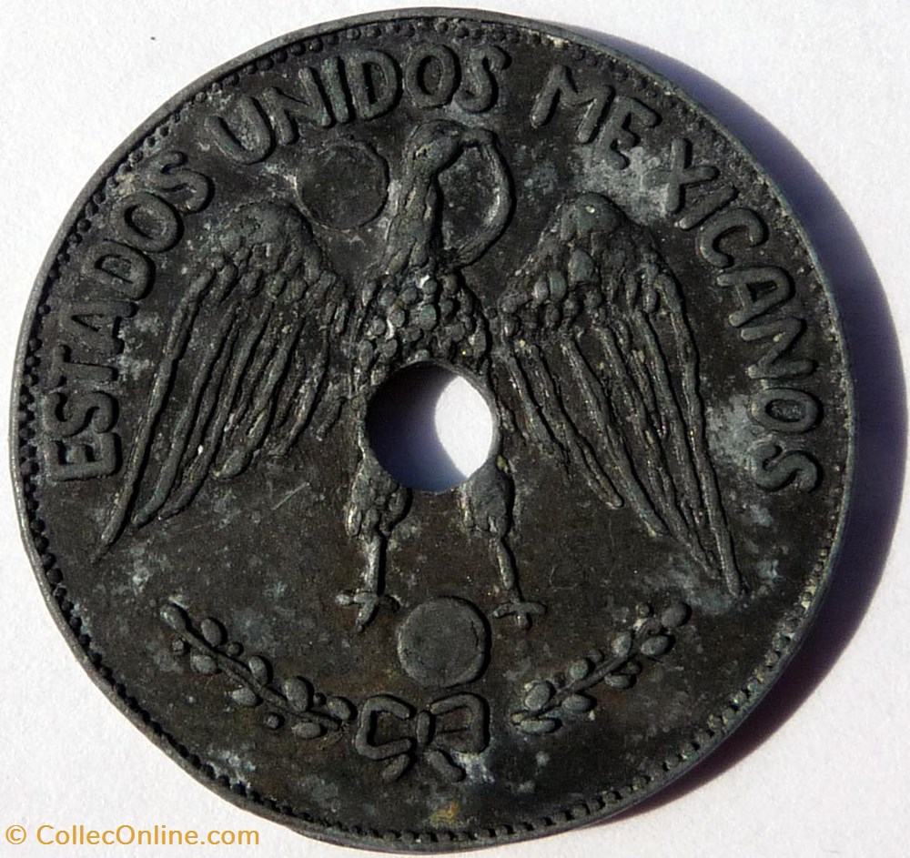 monnaies monde 1 peso 1914 en zinc mexique