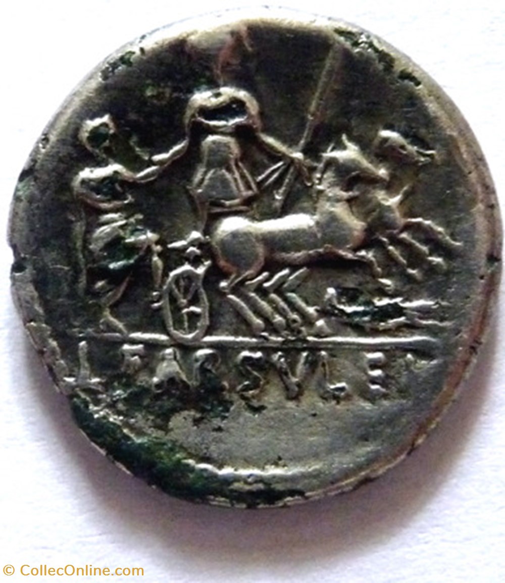 monnaies antiques romaines imperiales et republicaines gens farsuleia 75 denier fourre hybride libertas