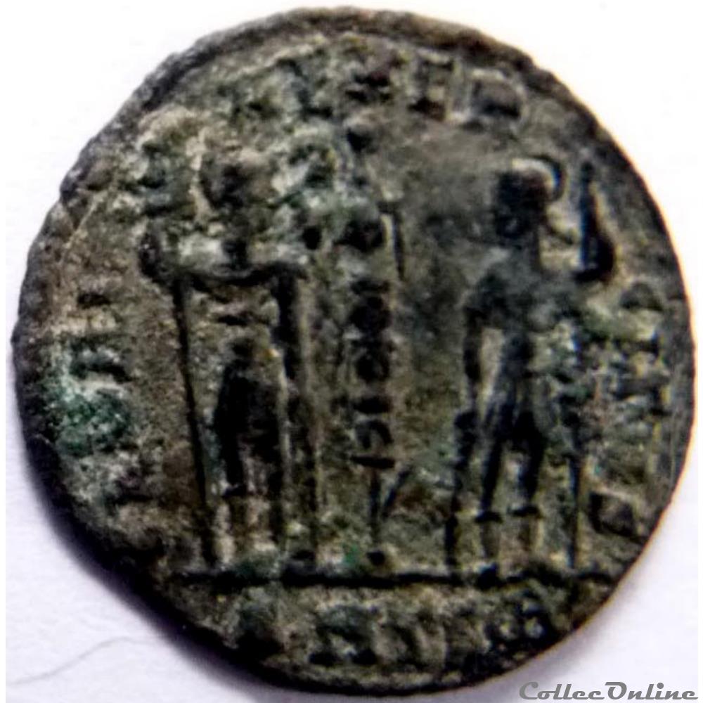 Constantin II 336-337/Thessalonique/GLORIA EXERCITVS monnaie antique av jc ap romaine constantin ii 336 337 thessalonique gloria exercitvs