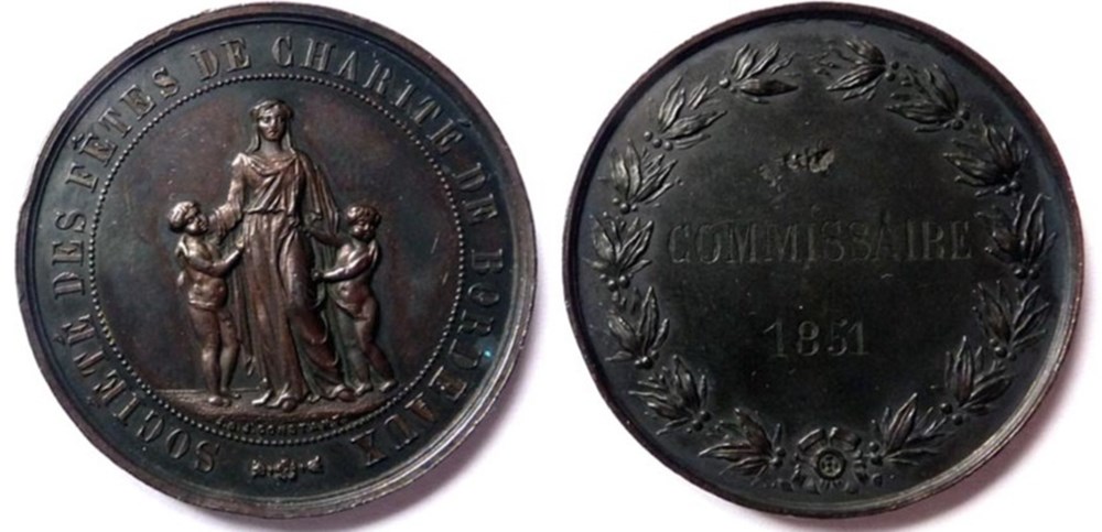 medailles france societe des fetes de charite de bordeaux 1851