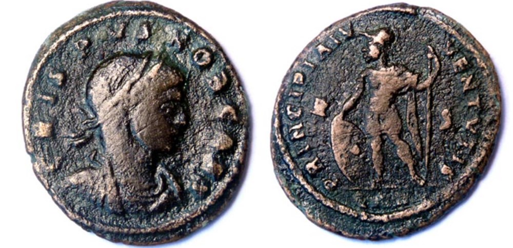 Crispus 318/Arles/PRINCIPIA IVVENTVTIS monnaies antiques romaines imperiales et republicaines crispus 318 arles principia ivventvtis