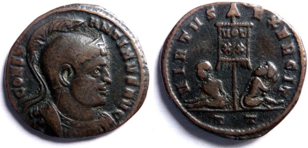 VIRTVS EXERCIT/319-320/Ticinum monnaies antiques a romaines imperiales et republicaines virtvs exercit 319 320 ticinum