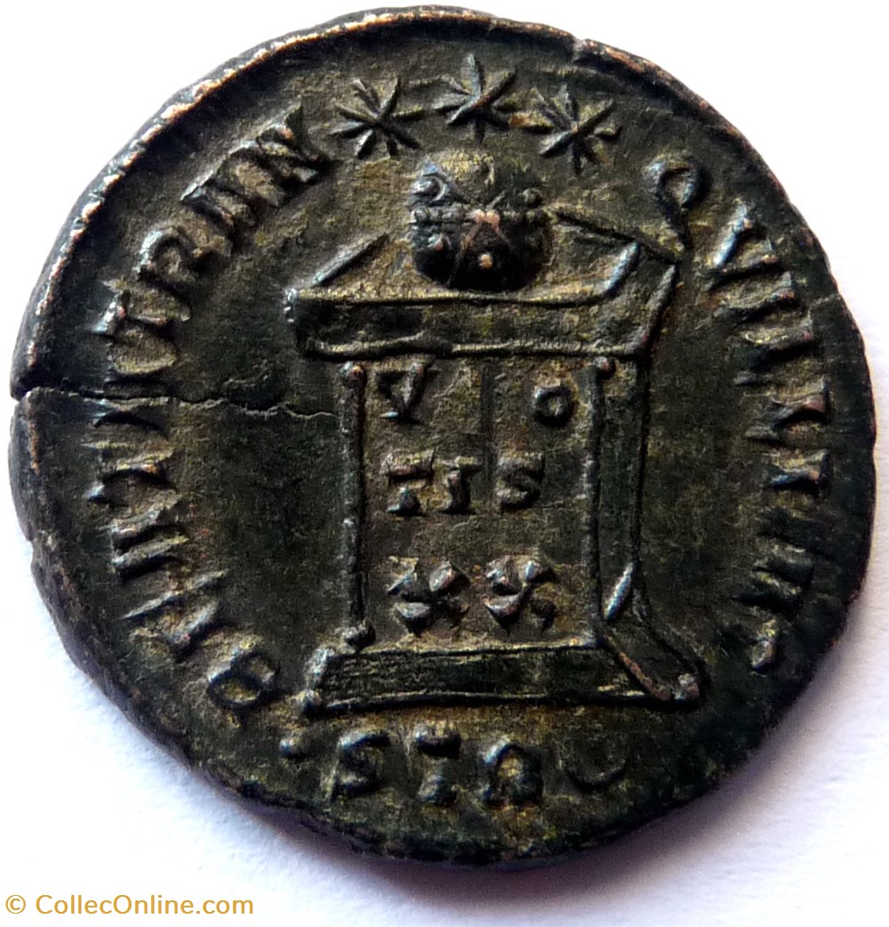 monnaies antiques romaines republicaines imperiales constantin ii 323 treves beata tranqvillitas