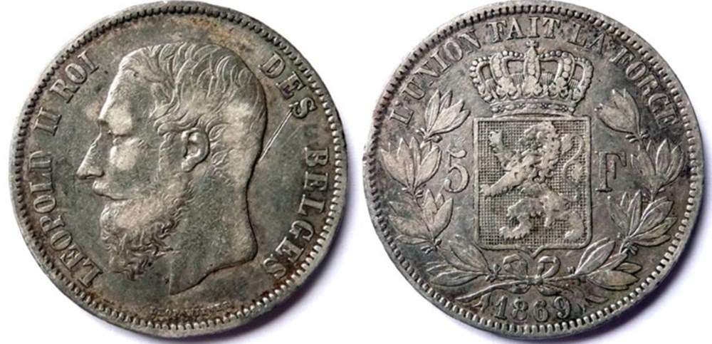monnaies monde 5 francs leopold ii 1869