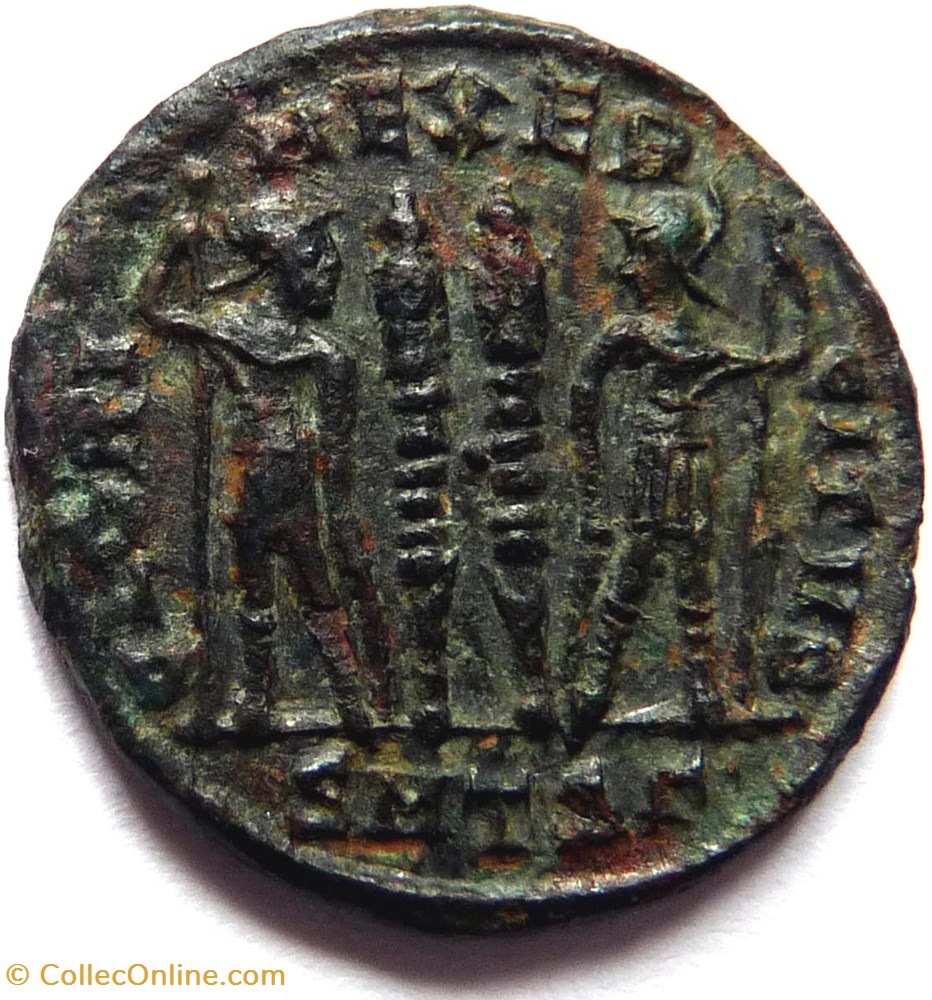 Delmace 337/Thessalonique/GLORIA EXERCITVS monnaie antiquite av jc ap romaine republicaine imperiale delmace 337 thessalonique gloria exercitvs