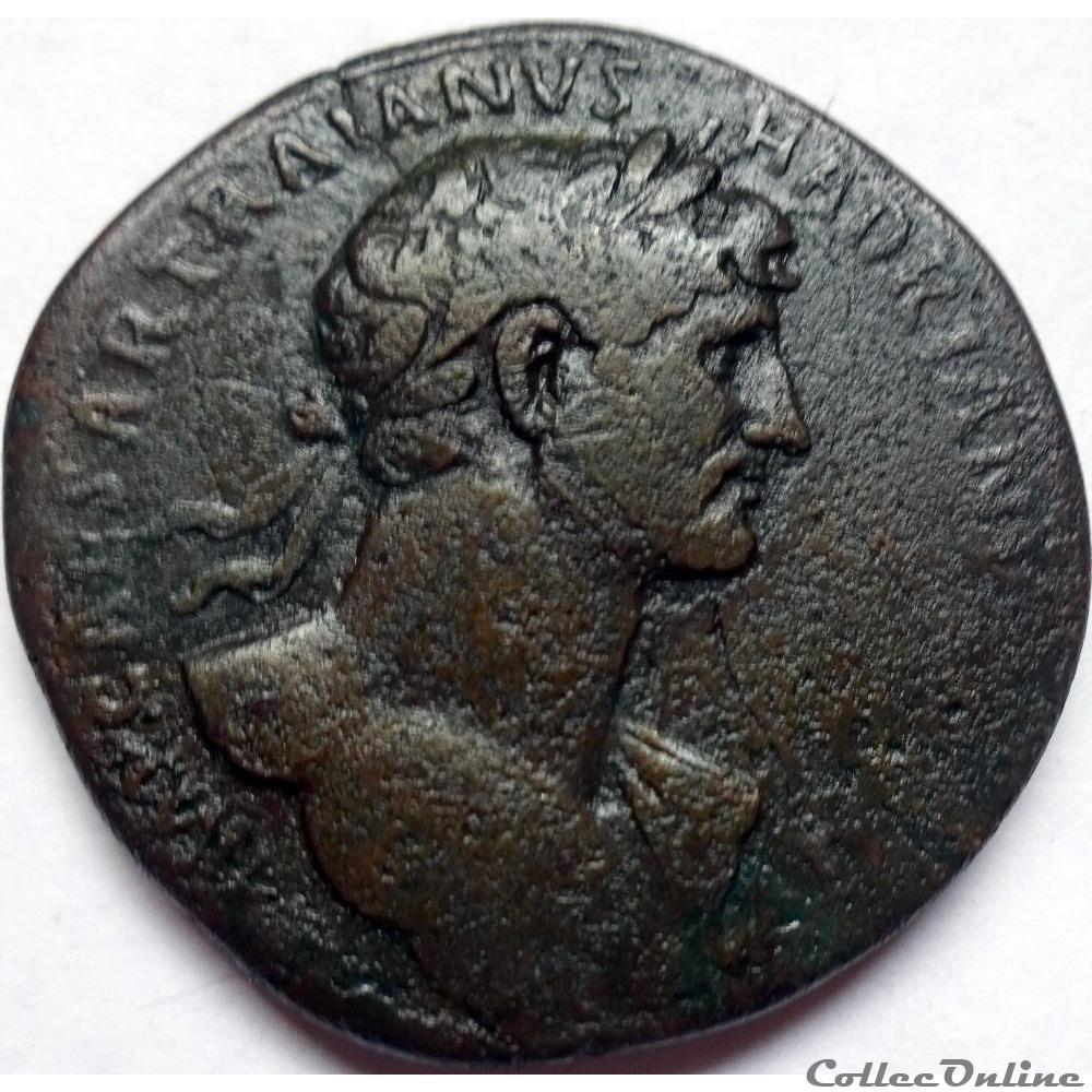Hadrien 118/Sesterce/Rome/RIC II 551a monnaie antique romaine hadrien 118 sesterce rome ric ii 551a