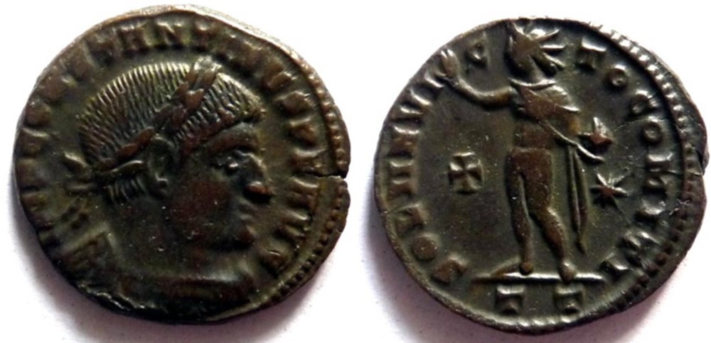 RIC 45/Constantin 1er 316/Ticinum/SOLI INVICTO COMITI monnaies antiques romaines imperiales et republicaines ric 45 constantin 1er 316 ticinum soli invicto comiti