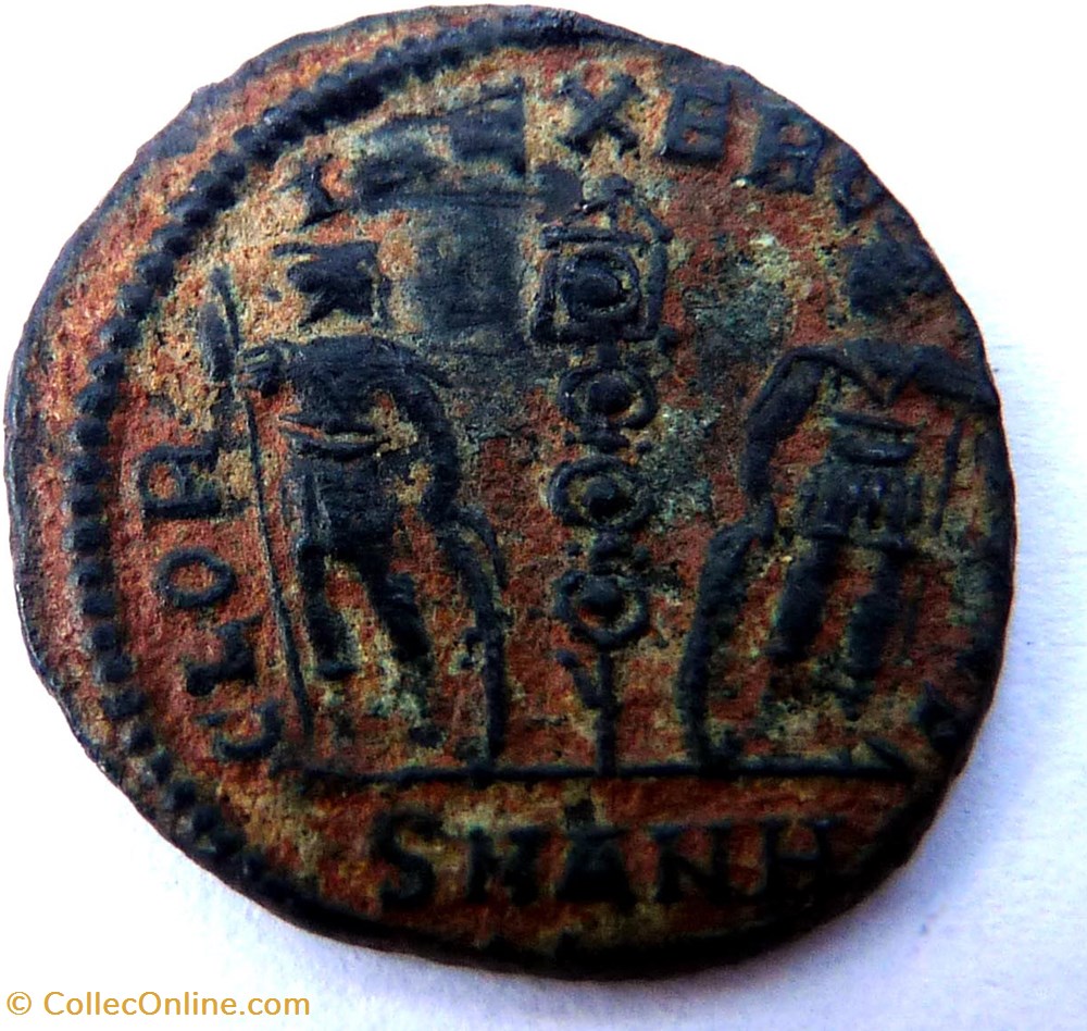 Constantin II 335-337/Antioche/GLORIA EXERCITVS monnaies antiques av jc ap romaines republicaines imperiales constantin ii 335 337 antioche gloria exercitvs