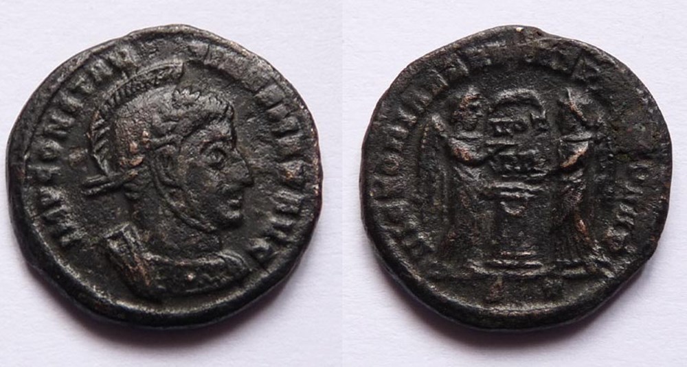 monnaies antiques romaines imperiales republicaines victoriae laetae princ perp 318 319 ticinum