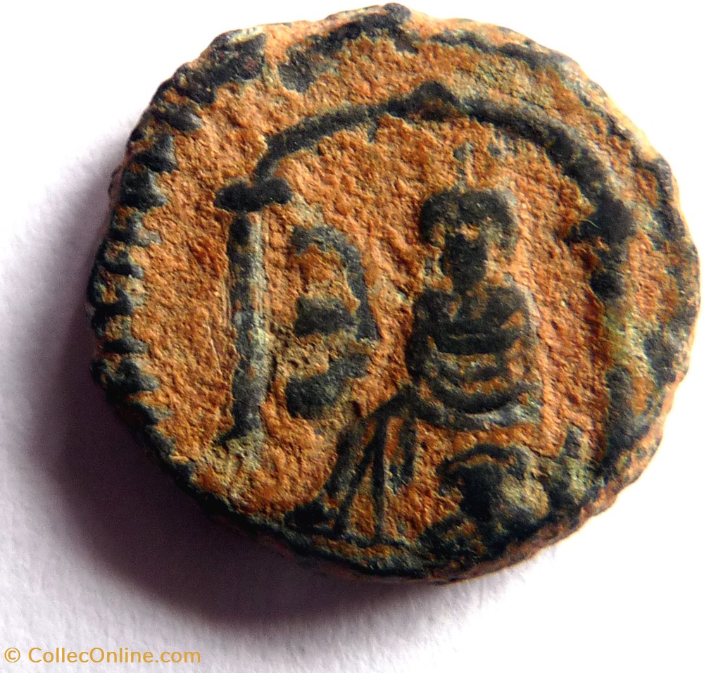 Justin 518-527/Antioche/Tyché et la divinité du fleuve Oronte monnaies byzantines justin 518 527 antioche tyche et la divinite du fleuve oronte