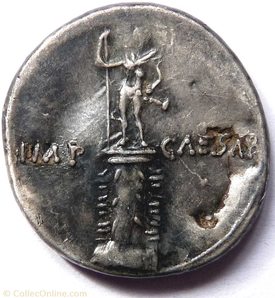 Octave 29-27/Denier fourré/Apollon monnaie antique jc romaine octave 29 27 denier fourre apollon