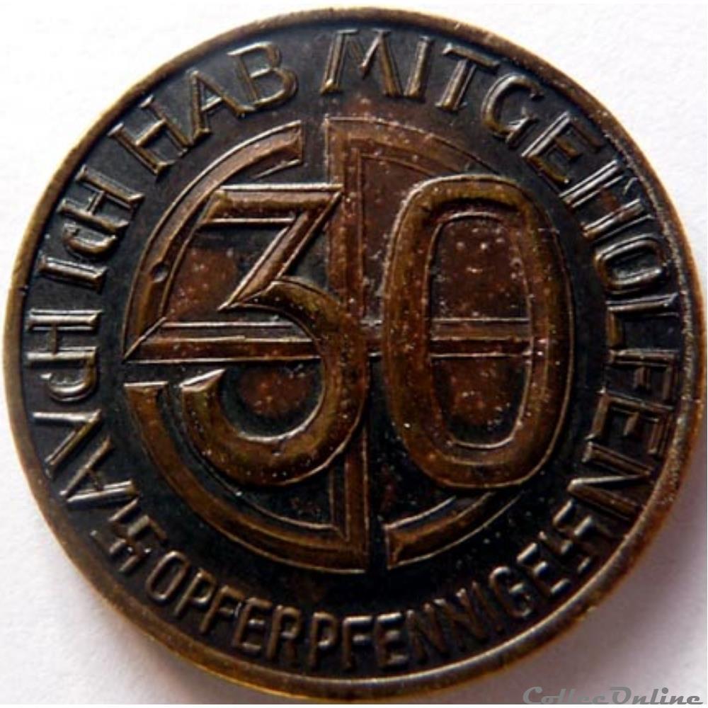 30 pfennig à l'effigie d'Hitler monnaies monde allemagne 30 pfennig a effigie hitler