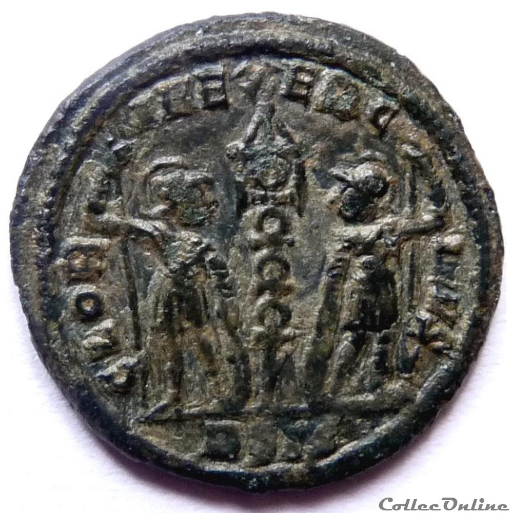 Delmace 335-336/Siscia/GLORIA EXERCITVS monnaie antiquite av jc ap romaine republicaine imperiale delmace 335 336 siscia gloria exercitvs