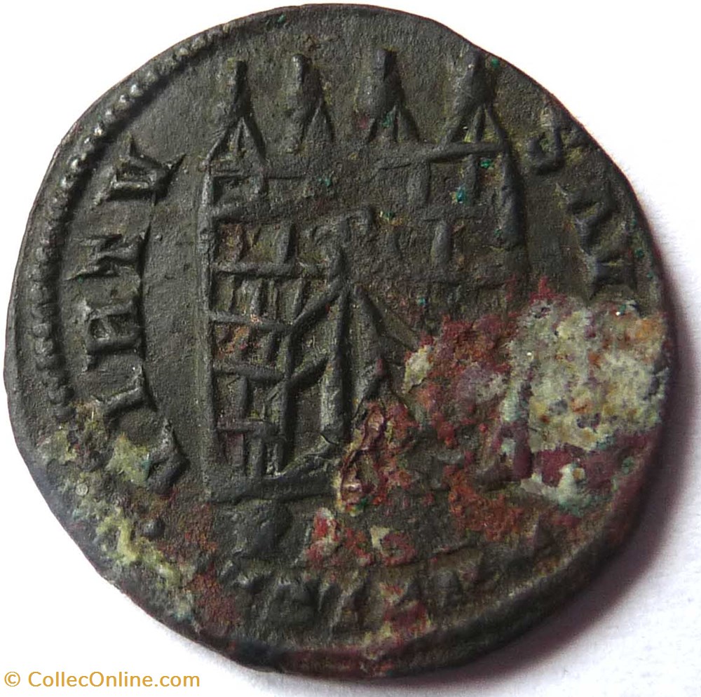 Imitation pour Constantin/Surfrappe sur une monnaie officielle de Licinius 2 monnaies antiquite av jc romaines republicaines imperiales imitation pour constantin surfrappe sur une monnaie officielle de licinius