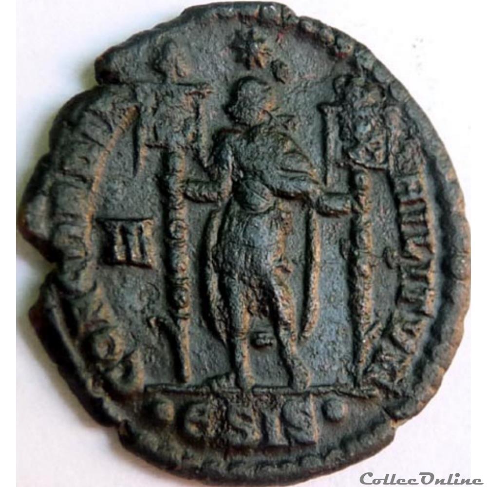 Constance II 350-351/Siscia/CONCORDIA MILITVM 2 monnaies antiquite av jc ap romaines republicaines imperiales constance ii 350 351 siscia concordia militvm
