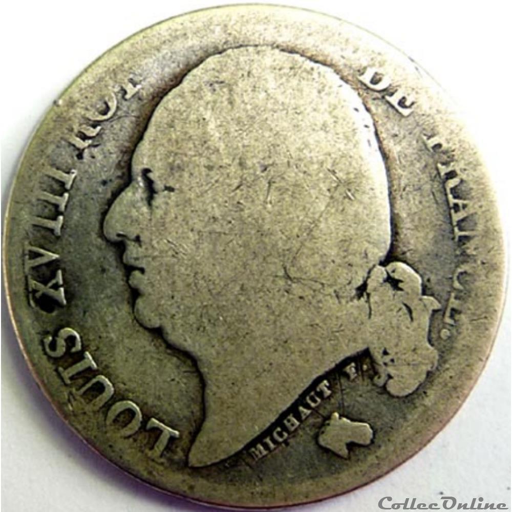 Louis XVIII 1822 monnaie france a moderne louis xviii 1822