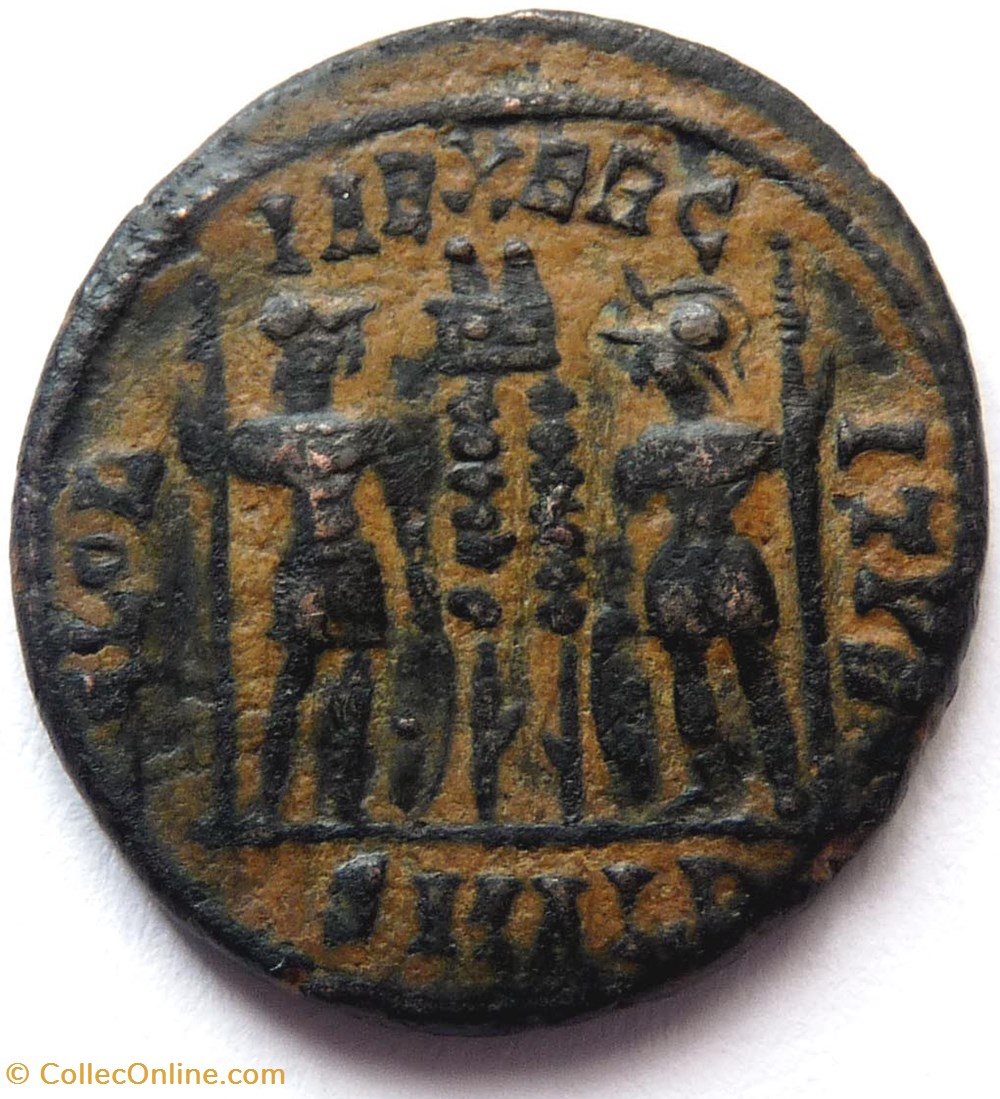 Delmace 333-335/Alexandrie/GLORIA EXERCITVS monnaies antiquite av jc ap romaines republicaines imperiales delmace 333 335 alexandrie gloria exercitvs