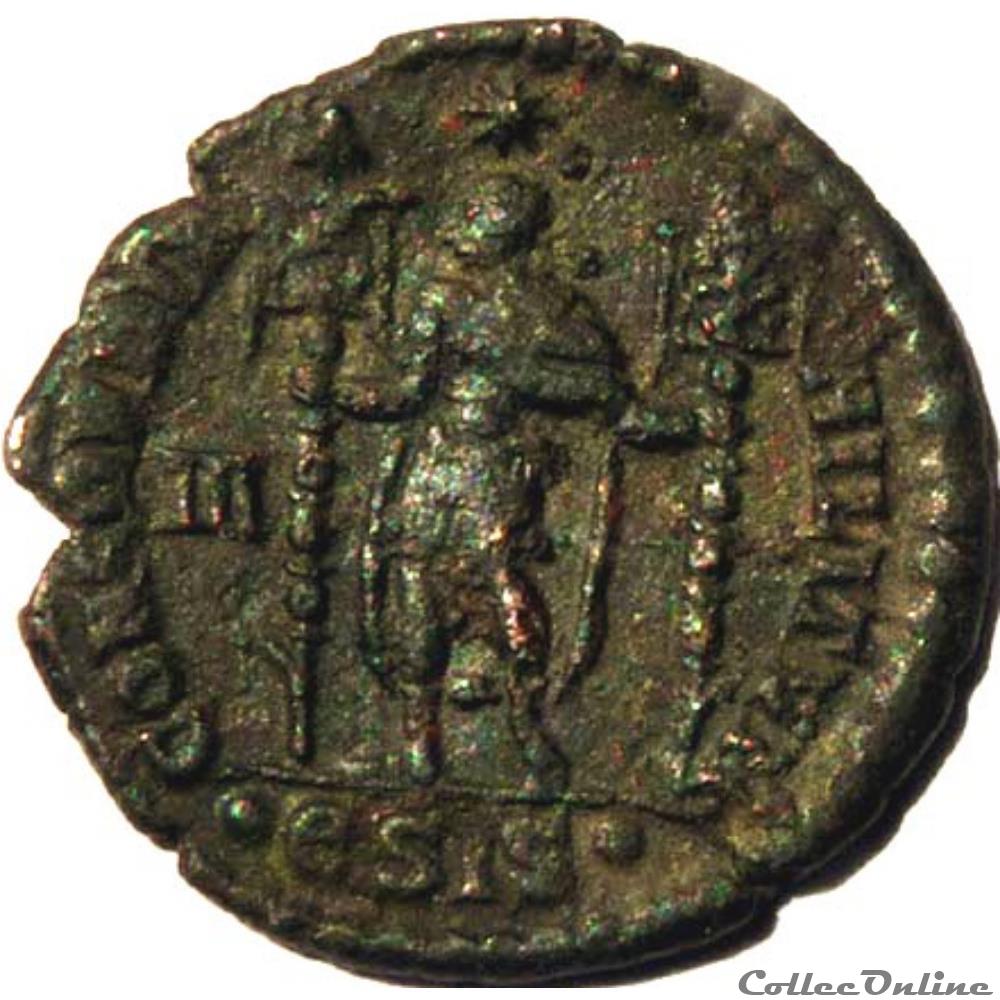Constance II 350-351/Siscia/CONCORDIA MILITVM 4 monnaies antiquite av jc ap romaines republicaines imperiales constance ii 350 351 siscia concordia militvm