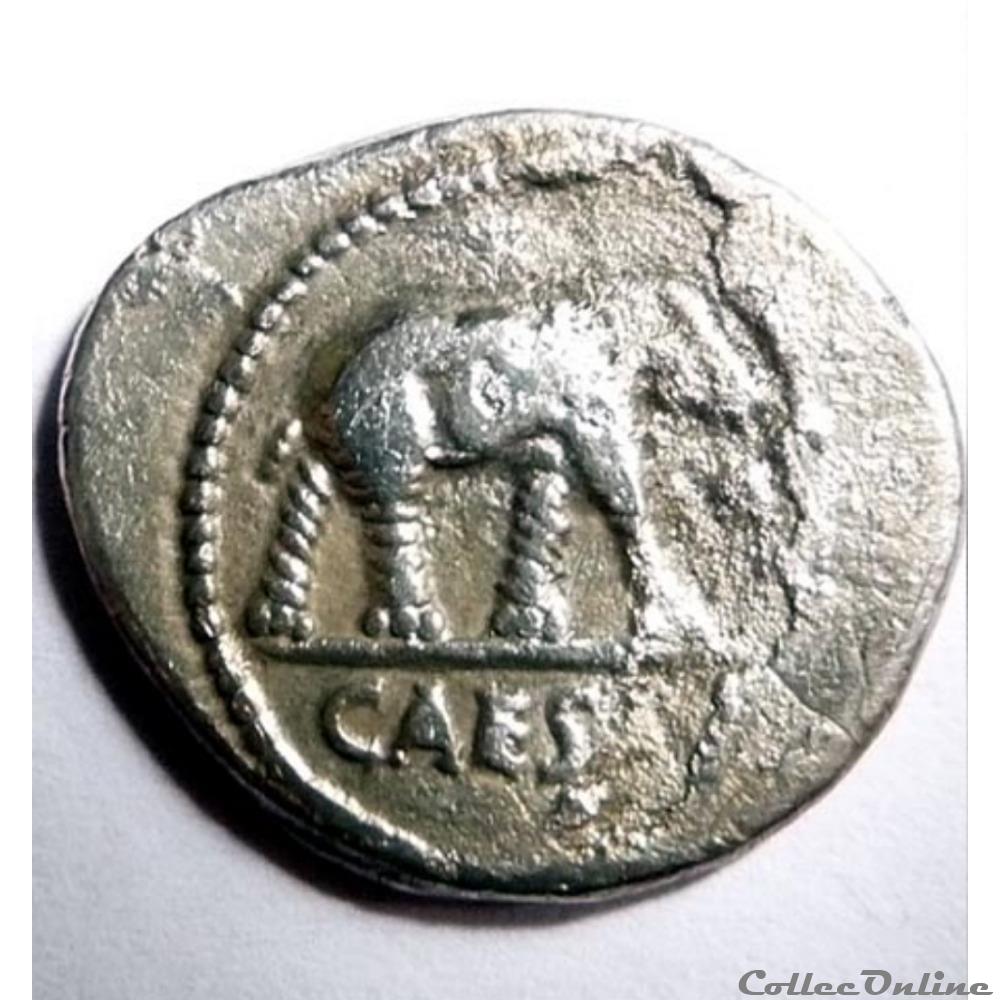 Gens Julia (Jules César) -46/Denier à l'éléphant monnaies antiques romaines republicaines imperiales gens julia jules cesar 46 denier a elephant