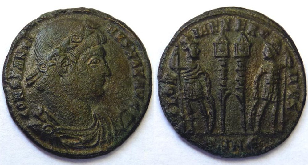 GLORIA EXERCITVS/330-335/Nicomédie monnaies antiques romaines imperiales et republicaines gloria exercitvs 330 335 nicomedie