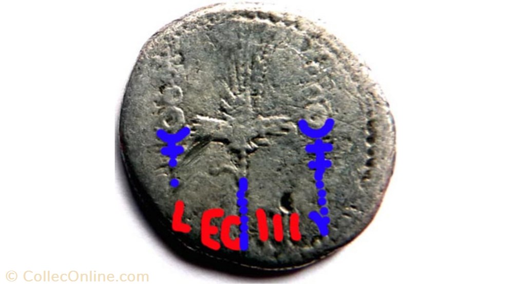Marc Antoine 32-31/Denier/Légion III 3 monnaie antique av jc ap romaine marc antoine 32 31 denier legion iii