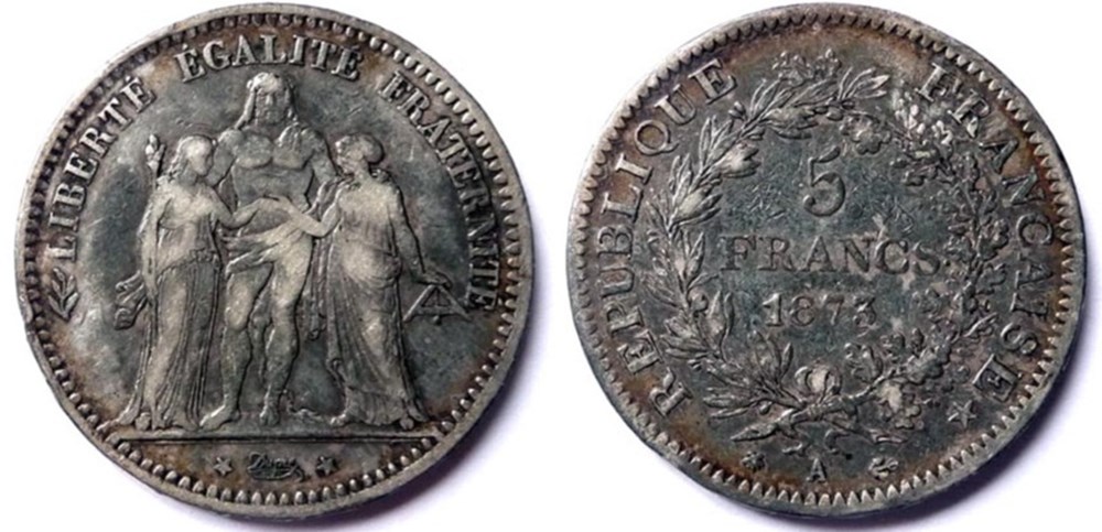 5 francs "Hercule" 1873 monnaies monde 5 francs hercule 1873