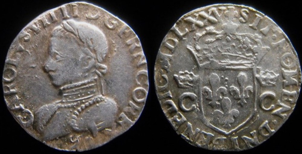 1575 - Demi-Teston de Charles IX sous Henri III - atelier de Rennes monnaies europe medievale france royales 1575 demi teston de charles ix sous henri iii atelier de rennes