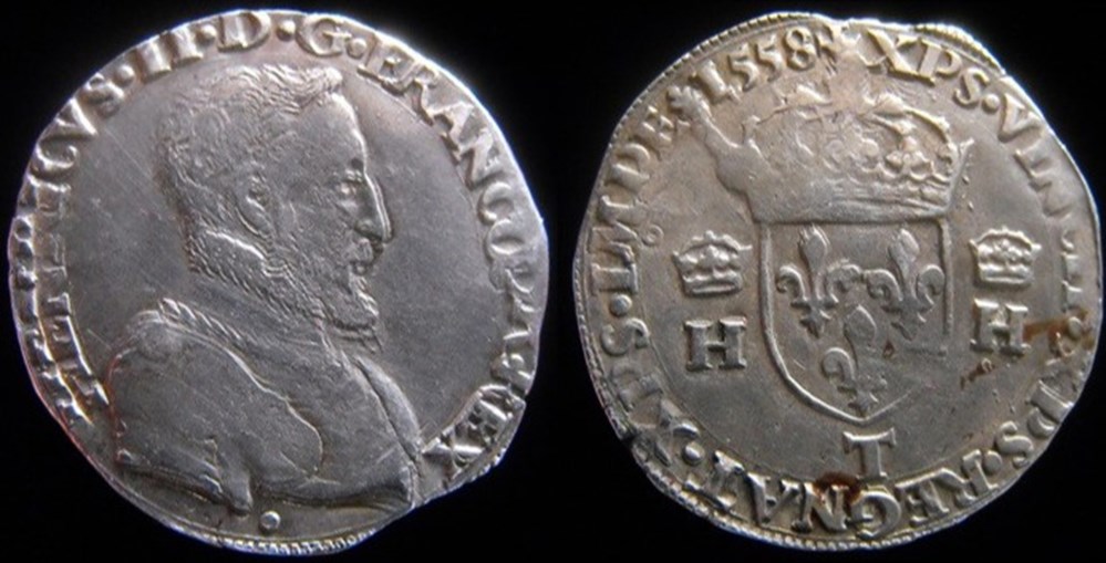1558 - Teston de Henri II - atelier de Nantes monnaies europe medievale france royales 1558 teston de henri ii atelier de nantes