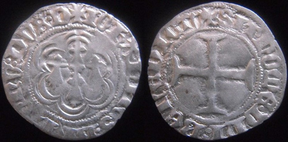Jean V (1389-1442) - Blanc hexalobe - Dinan monnaies europe medievale france feodales jean v 1389 1442 blanc hexalobe dinan