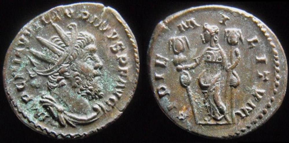 Trèves - 2e Emission - (fin 269) - FIDIE MILITVM (sic) monnaies antiques a romaines imperiales et republicaines treves 2e emission fin 269 fidie militvm sic