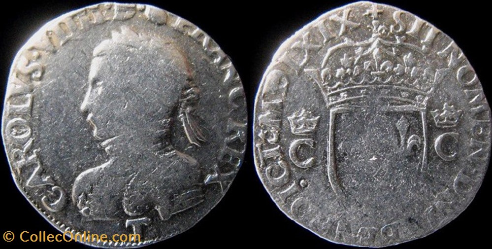 1569 - Teston de Charles IX - atelier de Nantes monnaies europe medievale france royales 1569 teston de charles ix atelier de nantes