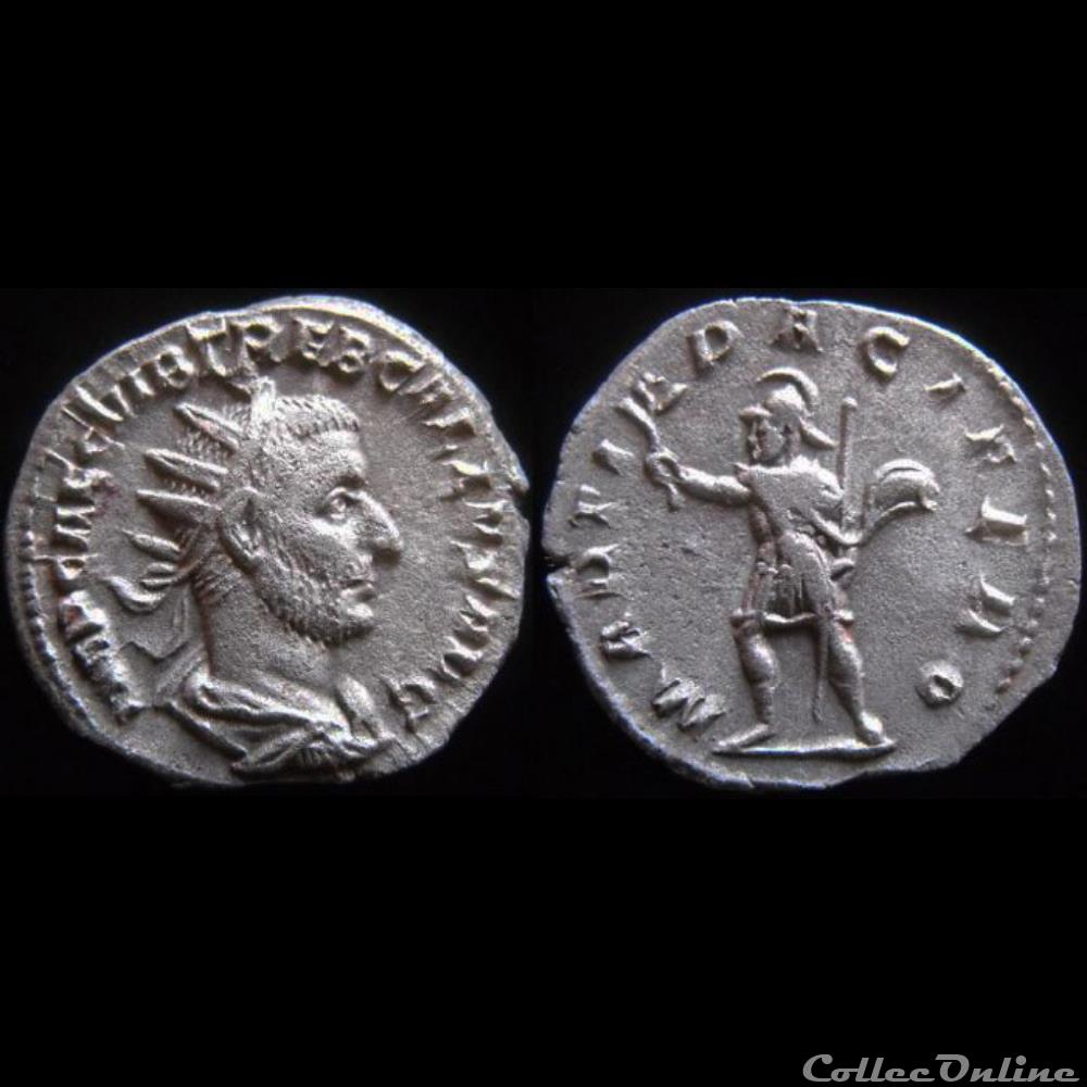 monnaie antique romaine ric 40 rome trebonien galle marti pacifero