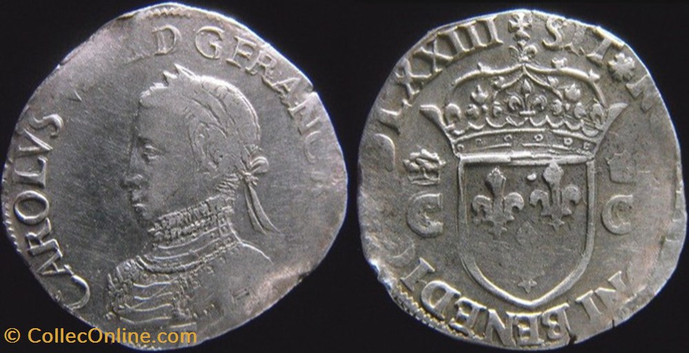 monnaies europe medievale france royales 1573 teston de charles ix atelier de nantes