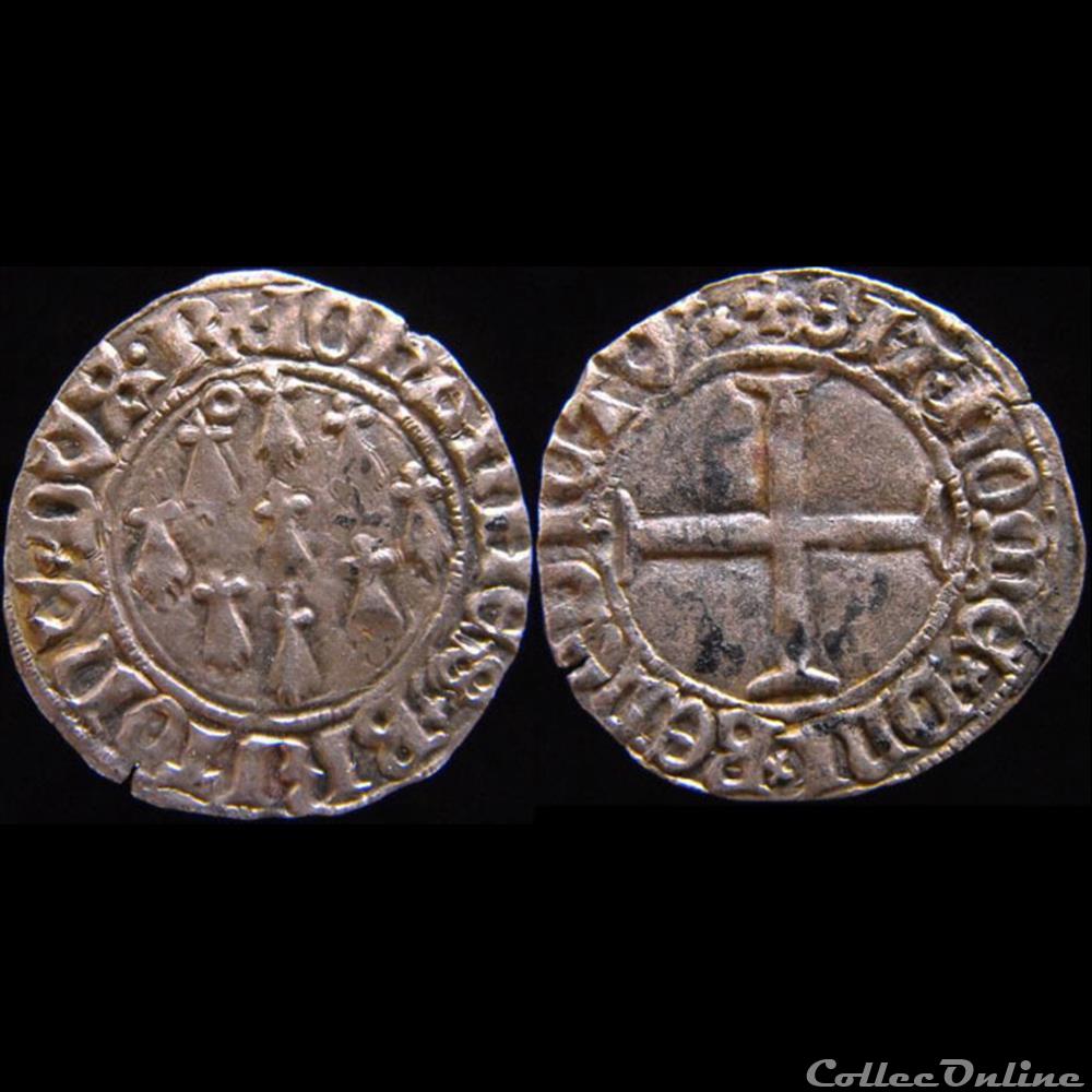 monnaies europe medievale france feodales jean v 1389 1442 blanc champ hermines rennes