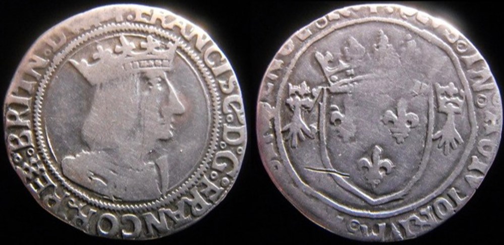 monnaies europe medievale france royales 1534 1540 demi teston de francois ier atelier de rennes