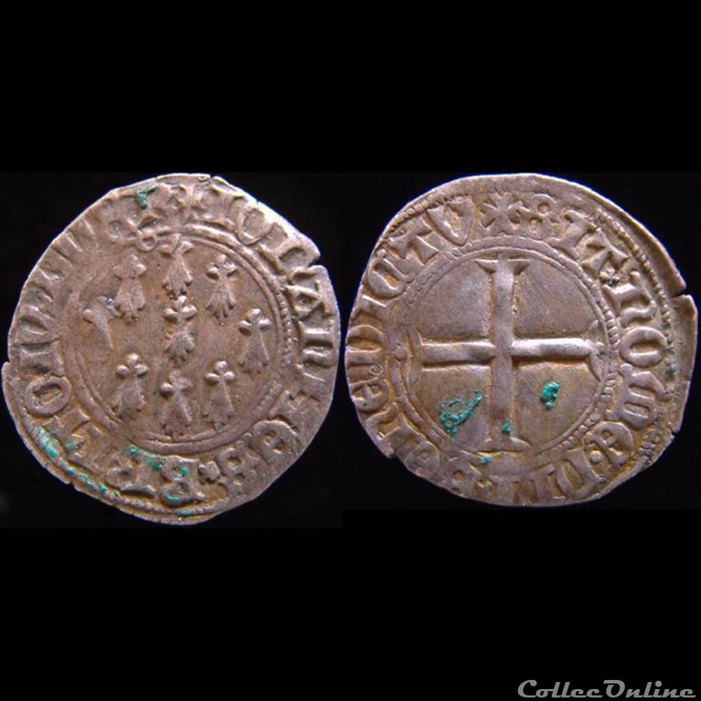 Jean V (1389-1442) - Blanc champ hermines - Rennes monnaies europe medievale france feodales jean v 1389 1442 blanc champ hermines rennes