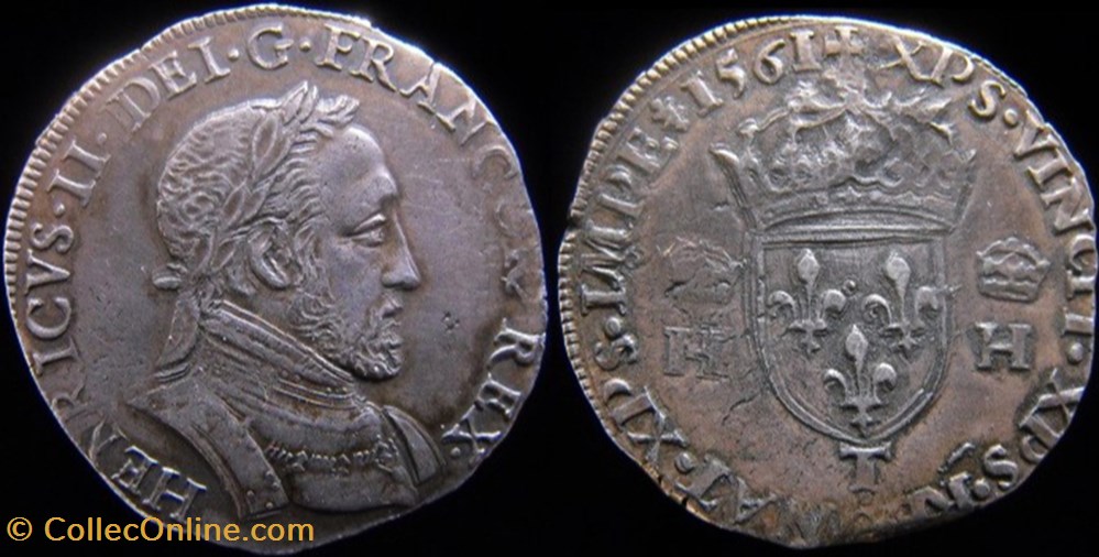 1561 - Teston de Henri II sous Charles IX - atelier de Nantes monnaies europe medievale france royales 1561 teston de henri ii sous charles ix atelier de nantes