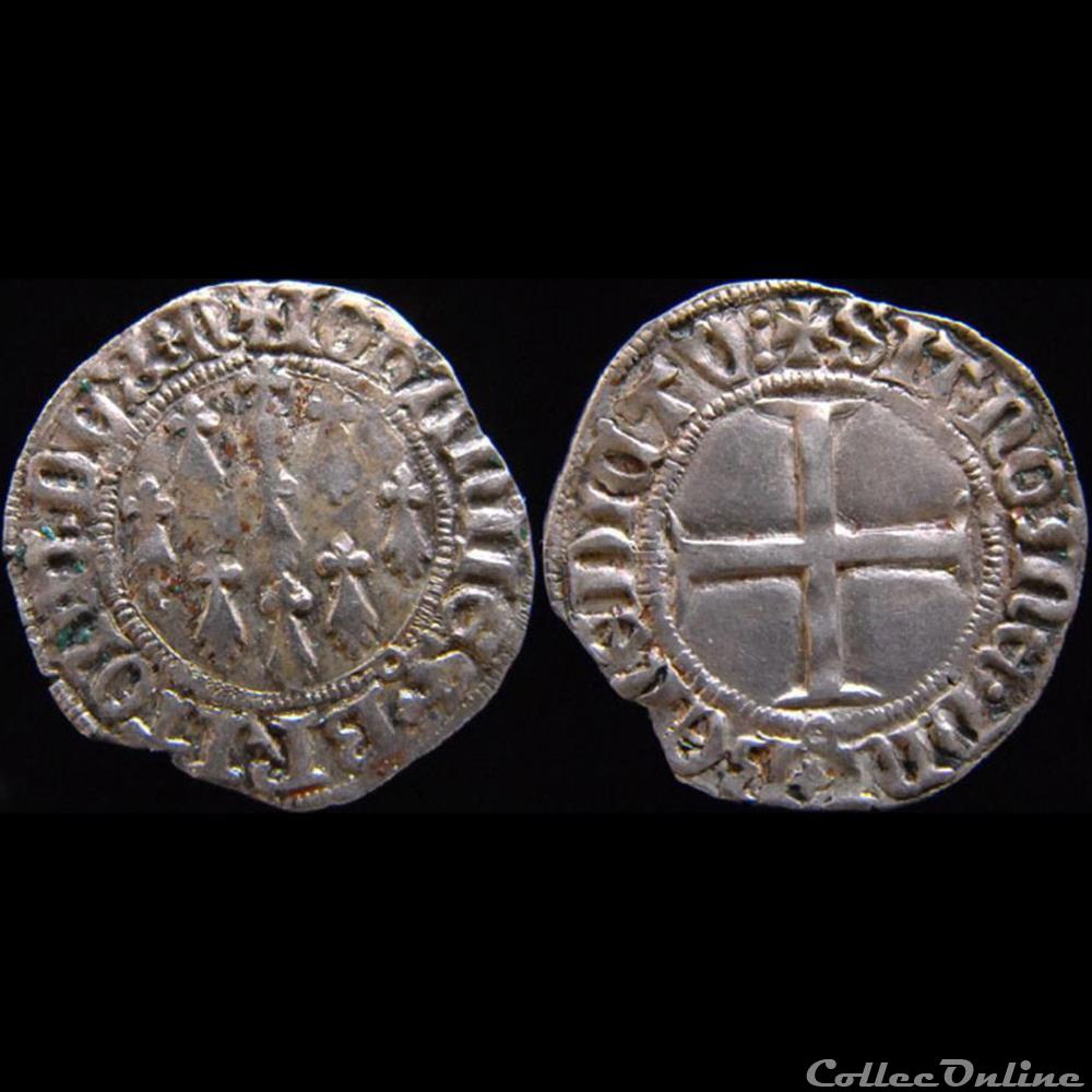 monnaies europe medievale france feodales jean v 1389 1442 blanc champ hermines nantes