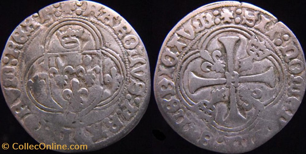 1491 - Charles VIII - Blanc à la couronne pour Rennes monnaies europe medievale france royales 1491 charles viii blanc a la couronne pour rennes