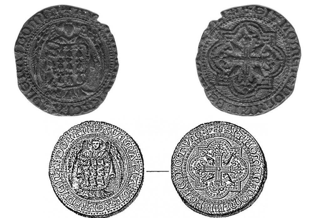1364 et 1420 - Reproduction d'un ange d'or pour Jean IV ou Jean V monnaies paranumismatique jetons poids 1364 et 1420 reproduction un ange or pour jean iv ou jean v