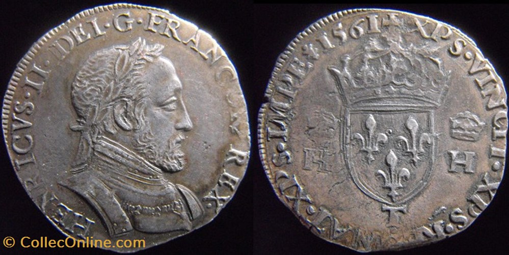1561 - Teston de Henri II sous Charles IX - atelier de Nantes monnaies europe medievale france royales 1561 teston de henri ii sous charles ix atelier de nantes
