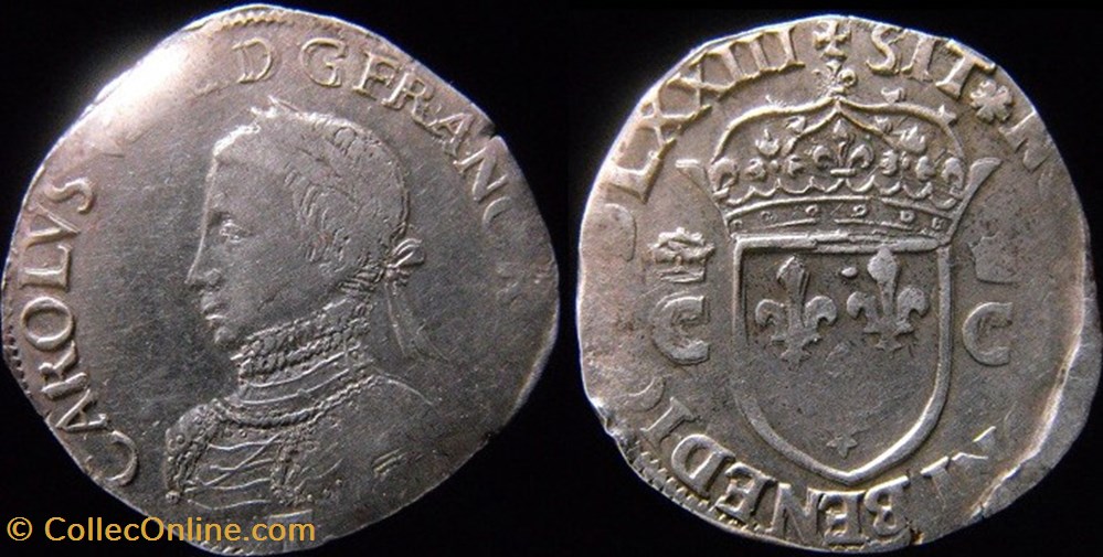 monnaies europe medievale france royales 1573 teston de charles ix atelier de nantes