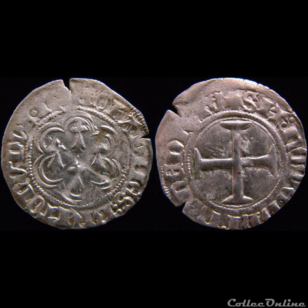 monnaies europe medievale france feodales jean v 1389 1442 blanc hexalobe nantes