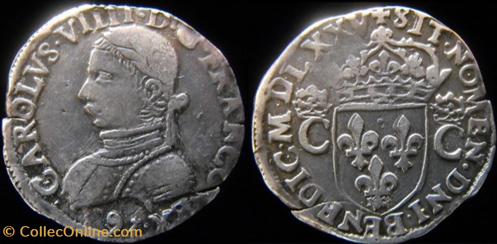 monnaies europe medievale france royales 1575 teston de charles ix sous henri iii atelier de rennes