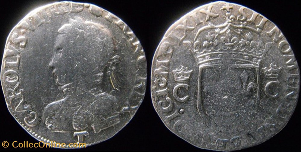 1569 - Teston de Charles IX - atelier de Nantes monnaies europe medievale france royales 1569 teston de charles ix atelier de nantes